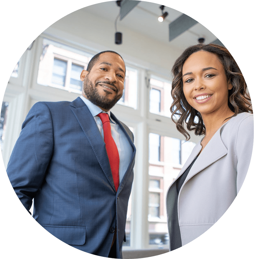 Diverse professional team collaborating in a modern workspace